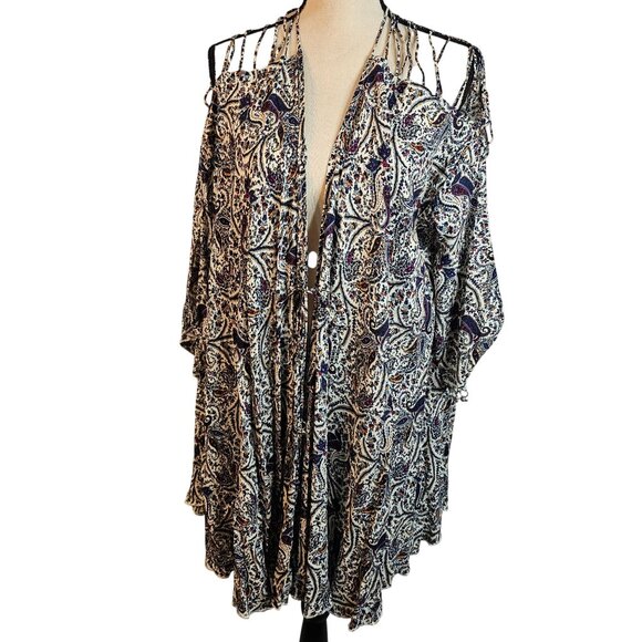 Intimately Free People Womens Sz Small Strappy Shoulder Robe Paisley Bells Boho - Picture 2 of 9